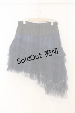 画像1: BPN / チュールアシメスカート M ブラック×ブルー O-26-01-10-089-GO-SK-IG-OS