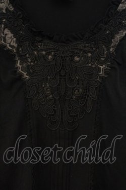 画像2: OZZ ANGELO / レース配色カットソー  ブラック O-26-01-10-011-OO-TO-OW-OS