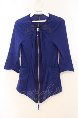 画像1: Ozz Croce / パワーネットエンブロイダリーZIPトップス  ブルー O-26-01-10-013-OO-TO-OW-OS