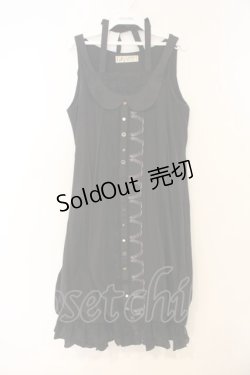 画像1: GRAMM / ボタン配色ノースリーブワンピース  ブラック O-26-01-10-023-HN-OP-OW-OS