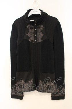 画像1: OZZ ANGELO / ゲートptニットプルオーバー  ブラック O-26-01-10-027-OO-TO-OW-OS