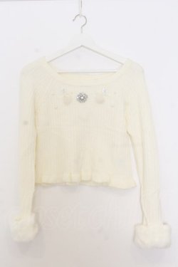 画像1: LIZ LISA / ビジュネックテレコニットソー 0 アイボリー O-26-01-11-037-LO-TO-YM-OS