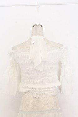 画像2: LIZ LISA / シャーリングホルターリボントップス 0 シロ O-26-01-11-042-LO-TO-YM-OS