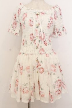 画像1: LIZ LISA / バラ柄オフショルシャーリングワンピース 0 シロ O-26-01-11-046-LO-OP-YM-OS