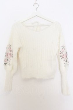 画像1: LIZ LISA / 刺繍腕モヘアリブニット 0 シロ O-26-01-11-047-LO-TO-YM-OS