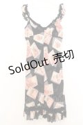 JESUS DIAMANTE / ジュリエットワンピース 42 トランプ薔薇柄黒 O-26-01-11-012-JE-OP-OW-OS