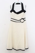 JESUS DIAMANTE / バイカラーホルターワンピース 40 アイボリー×クロ O-26-01-11-016-JE-OP-OW-OS