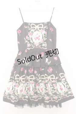 画像1: JESUS DIAMANTE / バックリボンミニーワンピ 40 オーナメントリボン柄黒 O-26-01-11-020-JE-OP-OW-OS