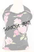 JESUS DIAMANTE / ぼかし薔薇リボンキャミ 38 ぼかし薔薇柄黒 O-26-01-11-021-JE-OP-OW-OS