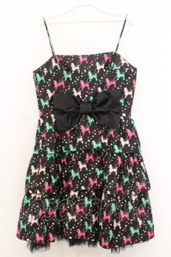 画像2: JESUS DIAMANTE / バックリボンミニーワンピ 42 プードル柄黒 O-26-01-11-022-JE-OP-OW-OS