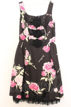画像1: JESUS DIAMANTE / BBワンピース  プレミアムローズ柄黒 O-26-01-11-025-JE-OP-OW-OS