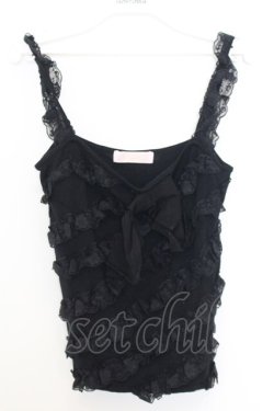 画像1: JESUS DIAMANTE / フリルニットキャミソール  クロ O-26-01-11-026-JE-TO-OW-OS