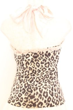 画像2: JESUS DIAMANTE / ホルターリボンキャミソール 40 ヒョウ柄ベージュ×ピンク O-26-01-11-030-JE-TO-OW-OS