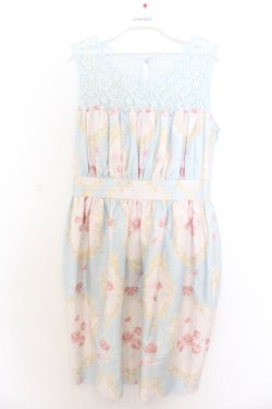 画像1: JESUS DIAMANTE / ルリジューズワンピII 40 オーナメント柄サックス O-26-01-11-031-JE-OP-OW-OS