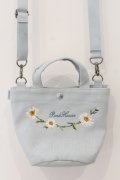 PINK HOUSE / マーガレットブーケ刺繍ミニトートポシェット  サックス O-26-01-12-001-LO-BG-IG-ZT501