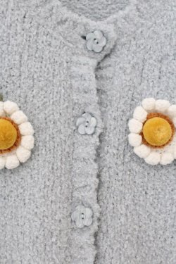 画像2: PINK HOUSE / マーガレットモチーフ使いニットカーディガン  サックス O-26-01-12-046-LO-TO-IG-OS