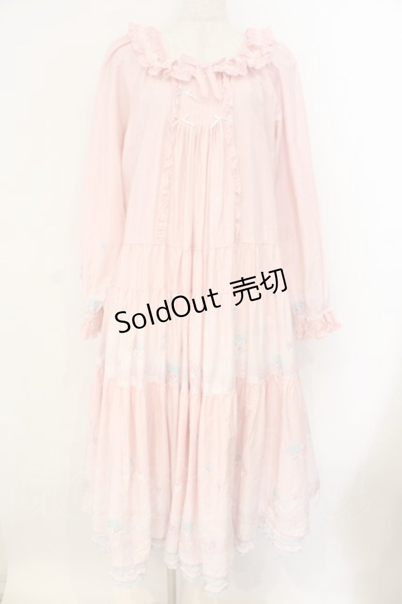 画像1: PINK HOUSE / Little Twin Stars×PINK HOUSE A Starry Night Wish柄ミディワンピース  ピンク O-26-01-12-053-LO-OP-IG-OS (1)