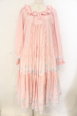 画像1: PINK HOUSE / Little Twin Stars×PINK HOUSE A Starry Night Wish柄ミディワンピース  ピンク O-26-01-12-053-LO-OP-IG-OS