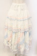 画像1: PINK HOUSE / 星形ワッペン付き配色フリルスカート  シロ×ピンク×サックス O-26-01-12-056-LO-SK-IG-OS (1)