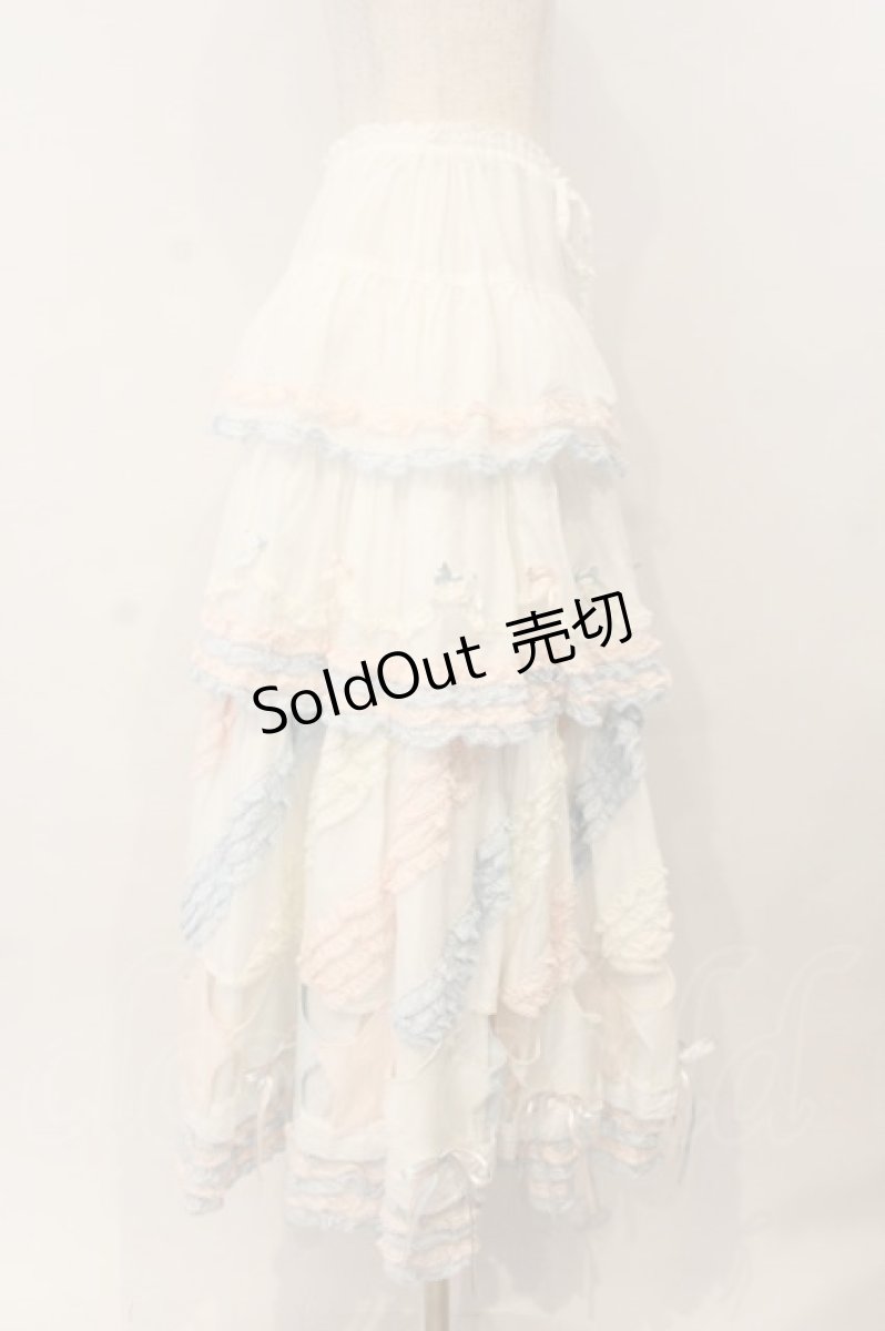 画像5: PINK HOUSE / 星形ワッペン付き配色フリルスカート  シロ×ピンク×サックス O-26-01-12-056-LO-SK-IG-OS (5)