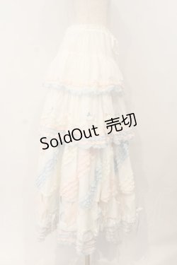 画像5: PINK HOUSE / 星形ワッペン付き配色フリルスカート  シロ×ピンク×サックス O-26-01-12-056-LO-SK-IG-OS