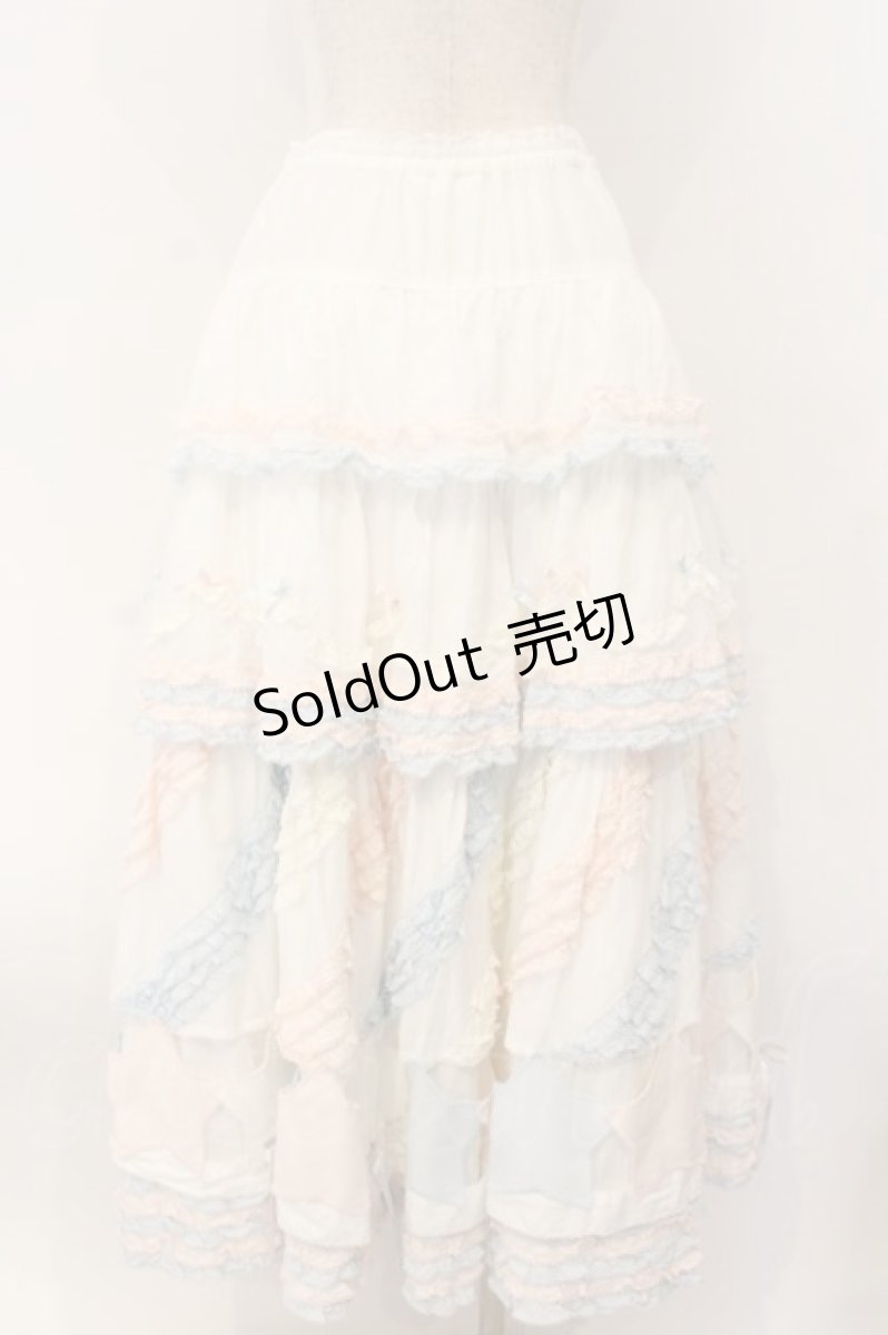 画像6: PINK HOUSE / 星形ワッペン付き配色フリルスカート  シロ×ピンク×サックス O-26-01-12-056-LO-SK-IG-OS (6)