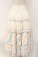 画像6: PINK HOUSE / 星形ワッペン付き配色フリルスカート  シロ×ピンク×サックス O-26-01-12-056-LO-SK-IG-OS (6)