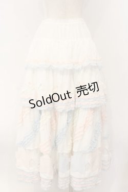 画像6: PINK HOUSE / 星形ワッペン付き配色フリルスカート  シロ×ピンク×サックス O-26-01-12-056-LO-SK-IG-OS