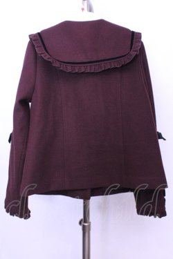 画像3: axes femme kawaii / ブラックリボンショートコート  ワイン×クロ O-26-01-12-1030-AX-CO-IG-OS