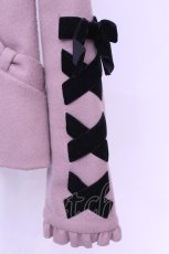 画像2: axes femme Kawaii / ブラックリボンショートコート  ピンク×ブラック O-26-01-12-1032-AX-CO-IG-ZT543 (2)