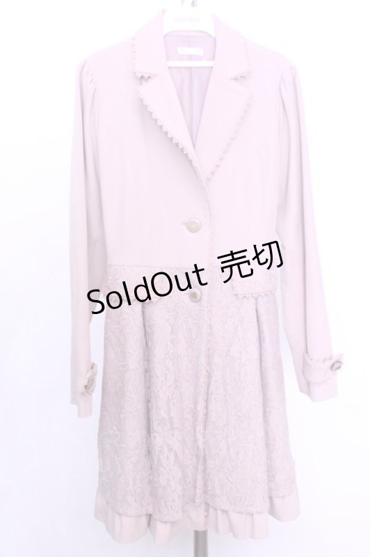 画像1: axes femme / レースドッキングトレンチコート  ピンク O-26-01-12-1035-AX-TO-IG-ZT541 (1)