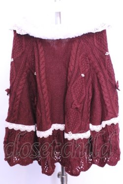 画像3: axes femme / ファーティペ付ニットポンチョ  ワイン O-26-01-12-1040-AX-CO-IG-OS