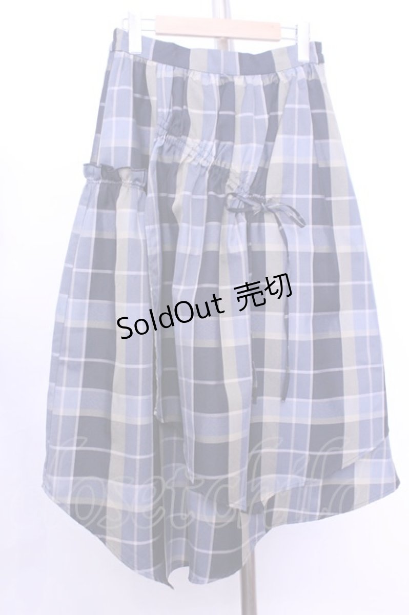 画像1: axes femme / マドラスチェックドロストスカート  ブルー O-26-01-12-1042-AX-SK-IG-ZT539 (1)