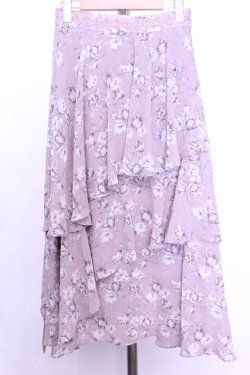 画像1: axes femme / フラワーティアードスカート  ピンクベージュ O-26-01-12-1049-AX-SK-IG-OS