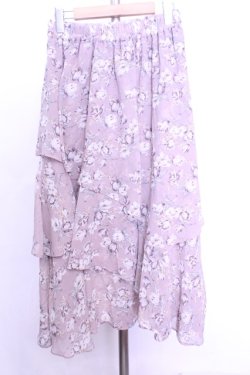 画像2: axes femme / フラワーティアードスカート  ピンクベージュ O-26-01-12-1049-AX-SK-IG-OS