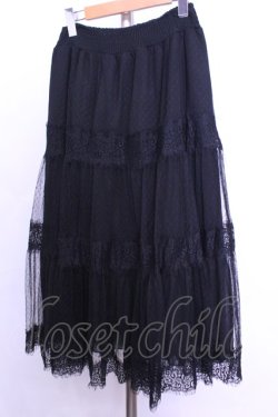 画像2: axes femme / ドットチュールロングスカート  クロ O-26-01-12-1050-AX-SK-IG-OS