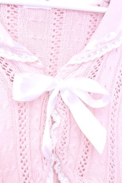 画像2: LIZ LISA / 鍵編みレースセーラーカーディガン 0 ピンク O-26-01-12-1013-LO-TO-YM-OS