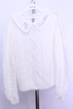 画像1: LIZ LISA / 刺繍襟ケーブル編みシャギーニットトップス 0 シロ O-26-01-12-1003-LO-TO-YM-OS