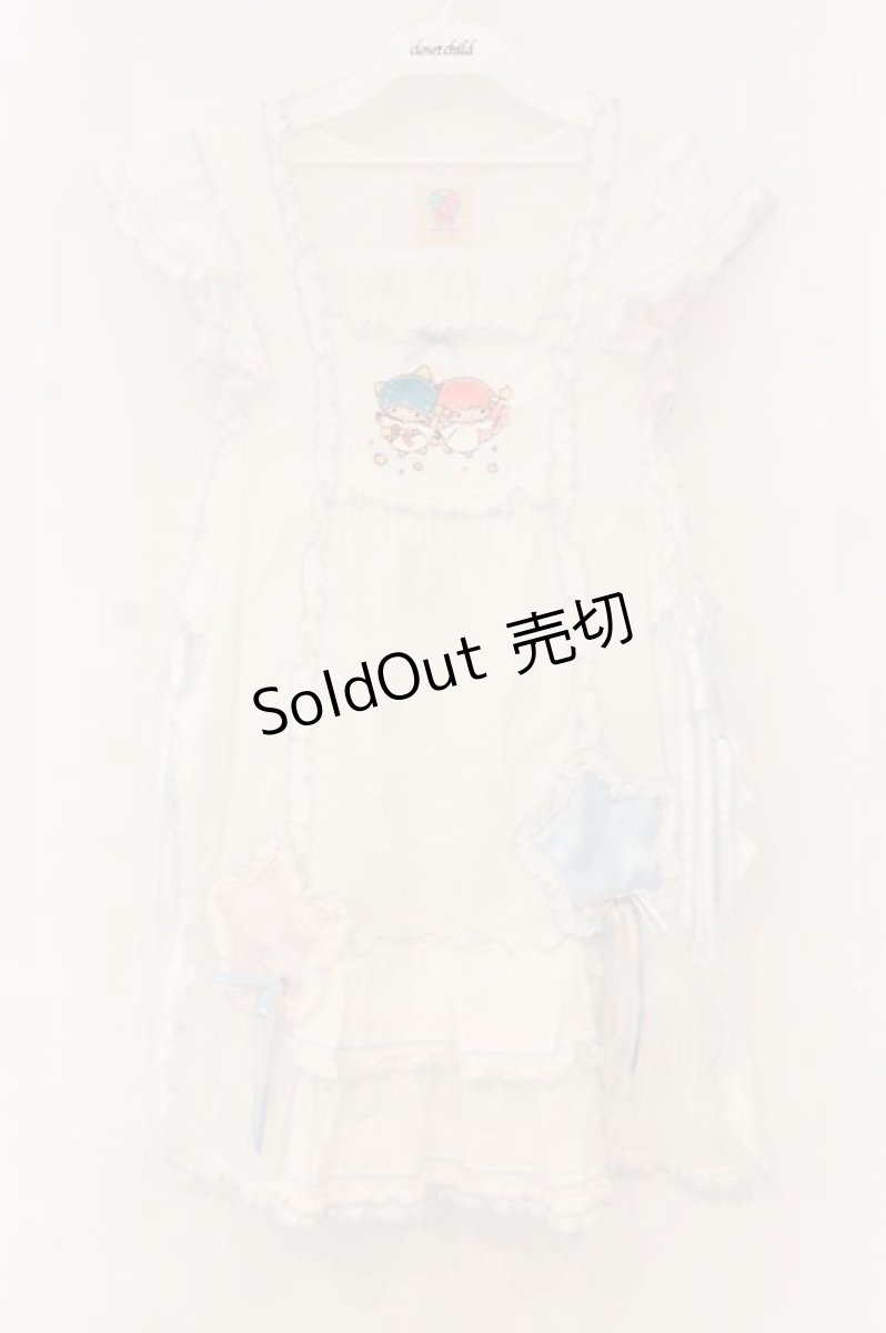 画像1: PINK HOUSE / Little Twin Stars×PINK HOUSE 刺しゅう入りローンタブリエ  シロ O-26-01-12-059-LO-TO-IG-OS (1)