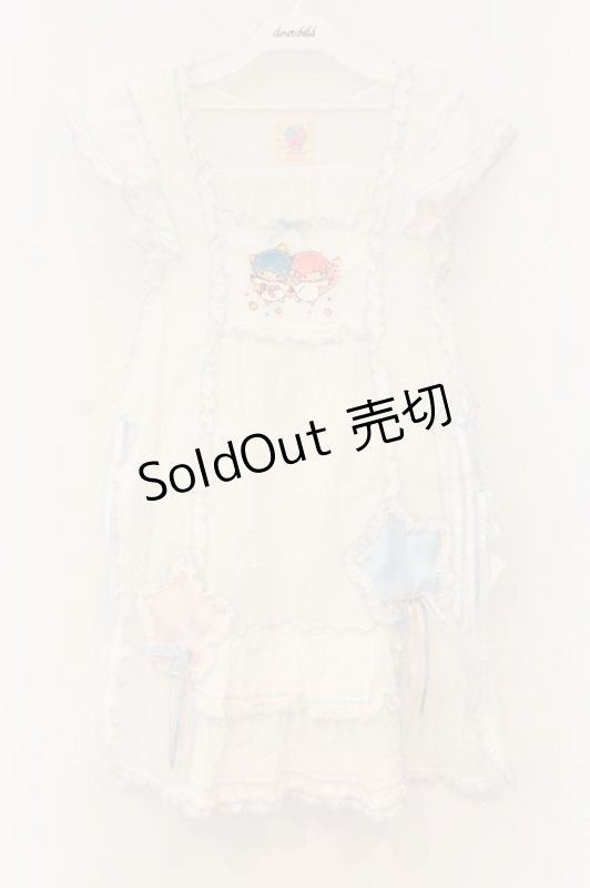 画像1: PINK HOUSE / Little Twin Stars×PINK HOUSE 刺しゅう入りローンタブリエ  シロ O-26-01-12-059-LO-TO-IG-OS (1)