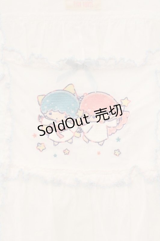 画像2: PINK HOUSE / Little Twin Stars×PINK HOUSE 刺しゅう入りローンタブリエ  シロ O-26-01-12-059-LO-TO-IG-OS (2)