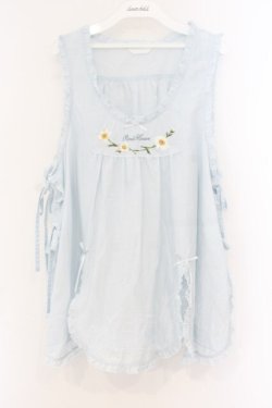 画像1: PINK HOUSE / マーガレットロゴ刺繍ローンタブリエ  サックス O-26-01-12-062-LO-TO-IG-OS