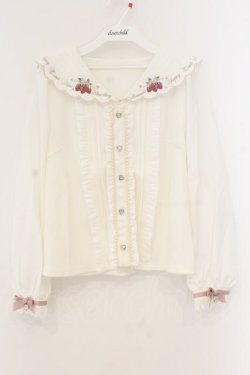 画像1: LIZ LISA / ストロベリー刺繍セーラーリブトップス  シロ O-26-01-12-068-LO-BL-OW-OS