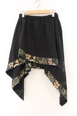 画像1: gouk / 和柄変形スカート  ブラック O-26-01-12-073-GO-SK-OW-OS