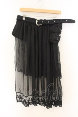 画像1: gouk (kikou) / ポーチ付きシフォンラップスカート  ブラック O-26-01-12-078-0-SK-OW-OS