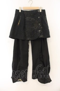 画像1: gouk / 和柄スカート付きパンツ  ブラック O-26-01-12-080-GO-PA-OW-OS