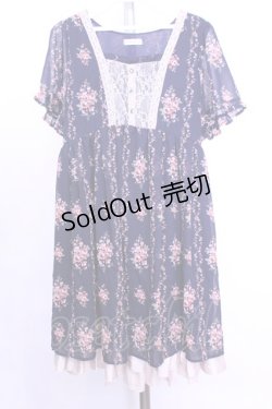 画像1: axes femme / ローズ縦ラインワンピース  ネイビー O-26-01-12-2038-AX-OP-IG-OS