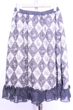 画像1: axes femme / アーガイル裾フリルスカート  グレー×アイボリー O-26-01-12-2052-AX-SK-IG-OS