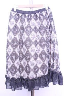 画像3: axes femme / アーガイル裾フリルスカート  グレー×アイボリー O-26-01-12-2052-AX-SK-IG-OS