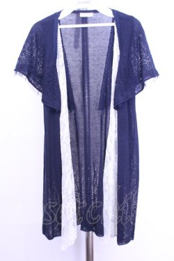 画像1: axes femme / フレア袖レーシートッパーカーディガン  ネイビー O-26-01-12-2007-AX-TO-IG-OS